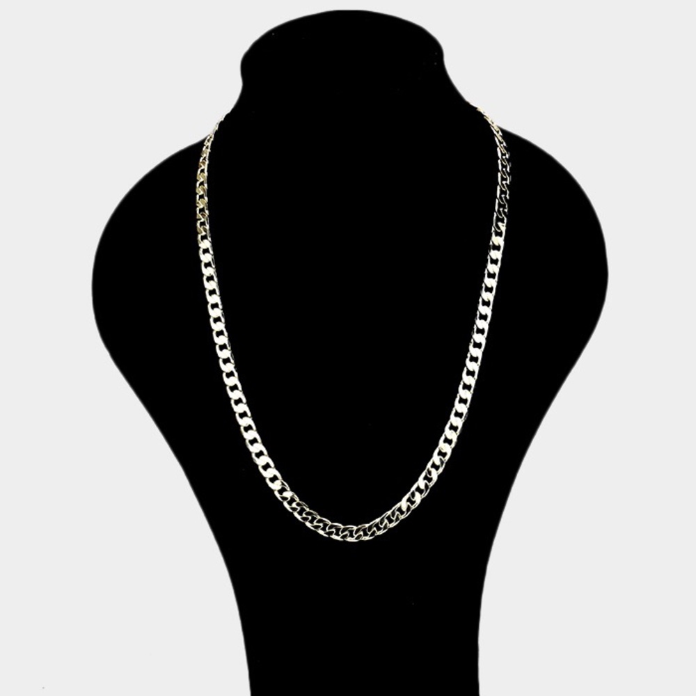 14K Gold Plated Cuban Link Chain Metal Necklace - Picture 3 of 3